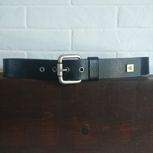 Calvin Klein genuine leather black belt silver buckle Medium - Picture 1 of 13